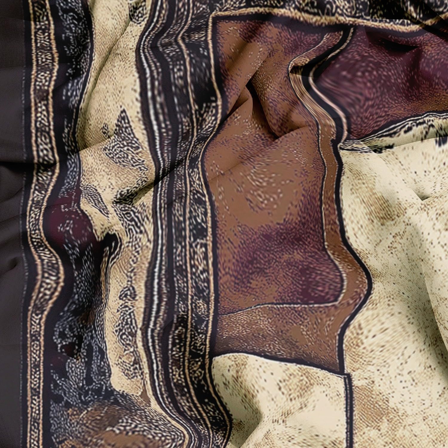 Cortinas Marrón Oscuro con Ollaos Ventana Aislantes 3D Estampado Estrellas Retro de Vaqueros del Oeste Motivos - Salón Opacas Aislantes Térmicas Cortinas Ventanas 140An x 260Al cm (2 Paneles)
