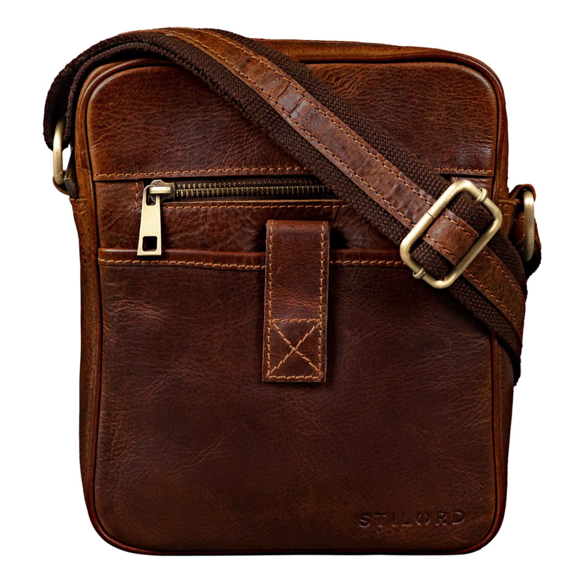 sacchetto messenger uomo pelle marrone elegante 9,7 pollici