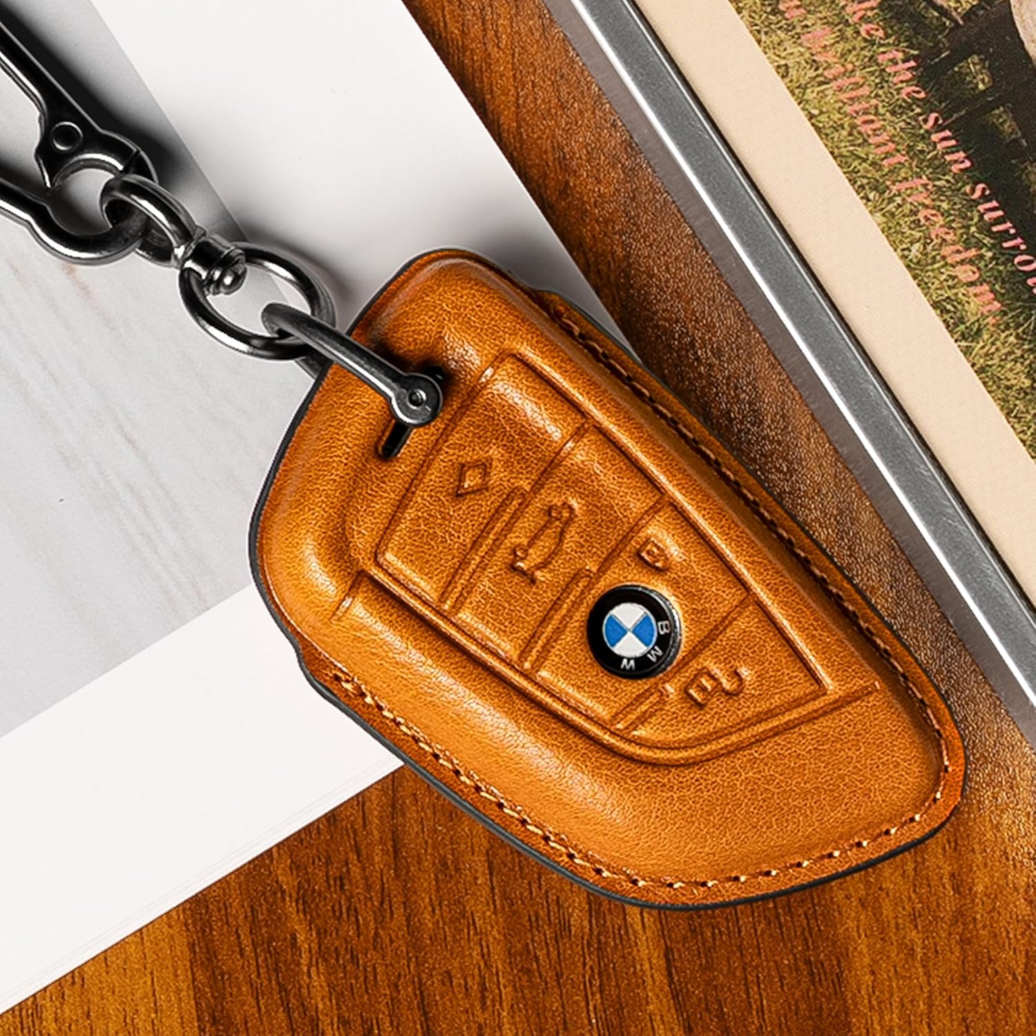 for BMW Key Fob Cover Leather lanyard keychain car Key Case 2026 2025 2024 2023 2021 2020 accessories image 3