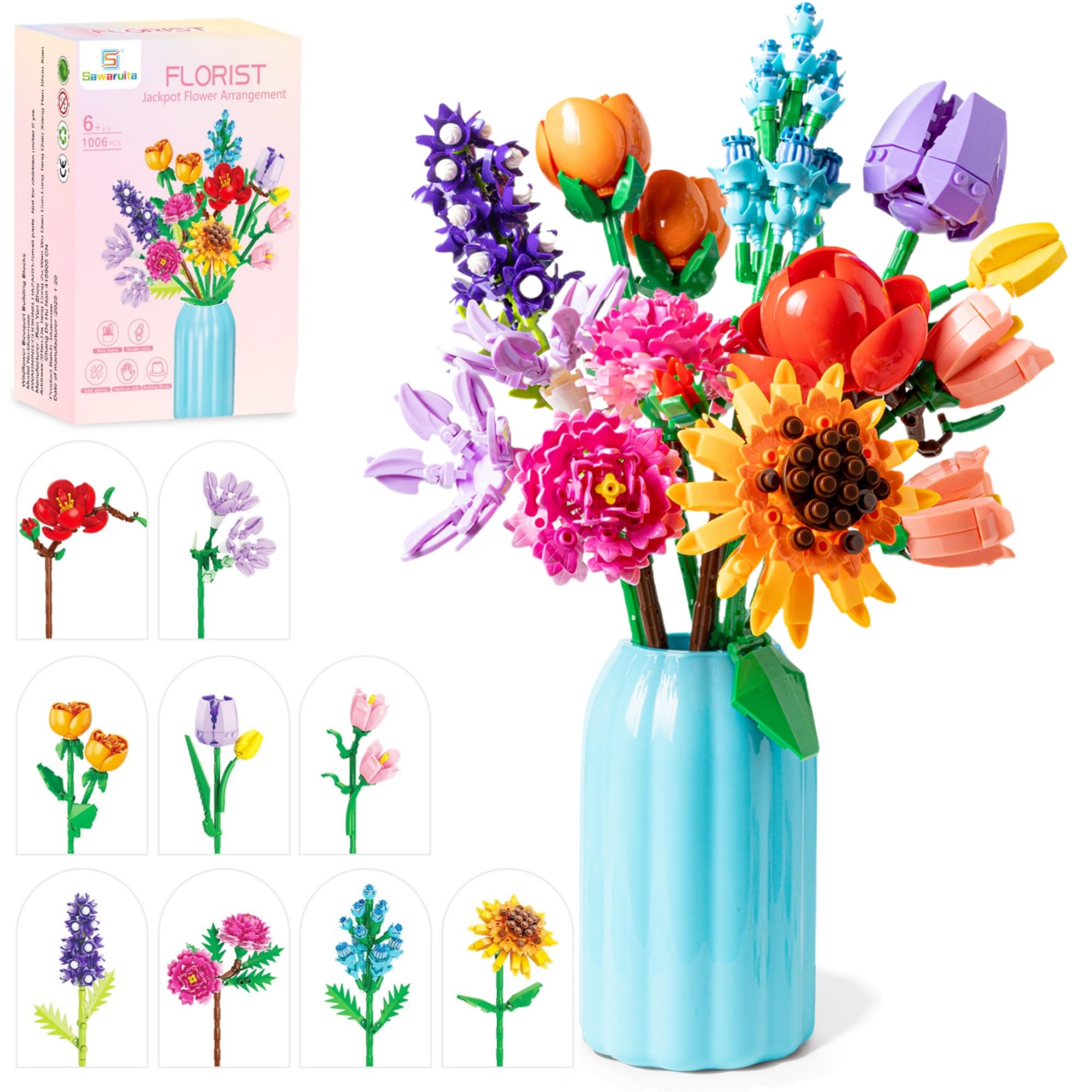 Amazon.com: Sawaruita Flowers Bouquet Botanical Building