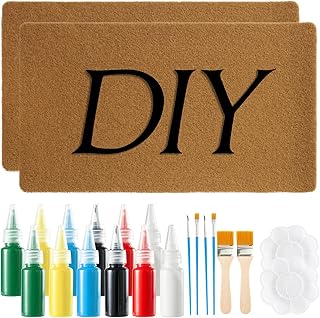 DIY Coconut Brown Front Doormats with Acrylic Paint Paintbrush Palette, 17" x 30", Blank