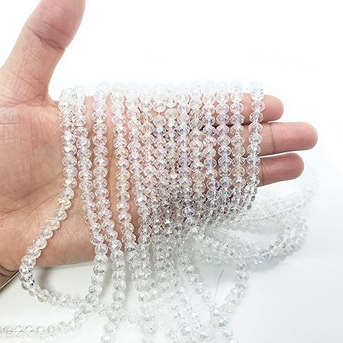 Miniatura 4 de UiMei Briolette de 0.236 in, 750 cuentas de cristal facetadas con forma de Rondelle, cuentas espaciadoras de cristal para pulseras, collares, joyas