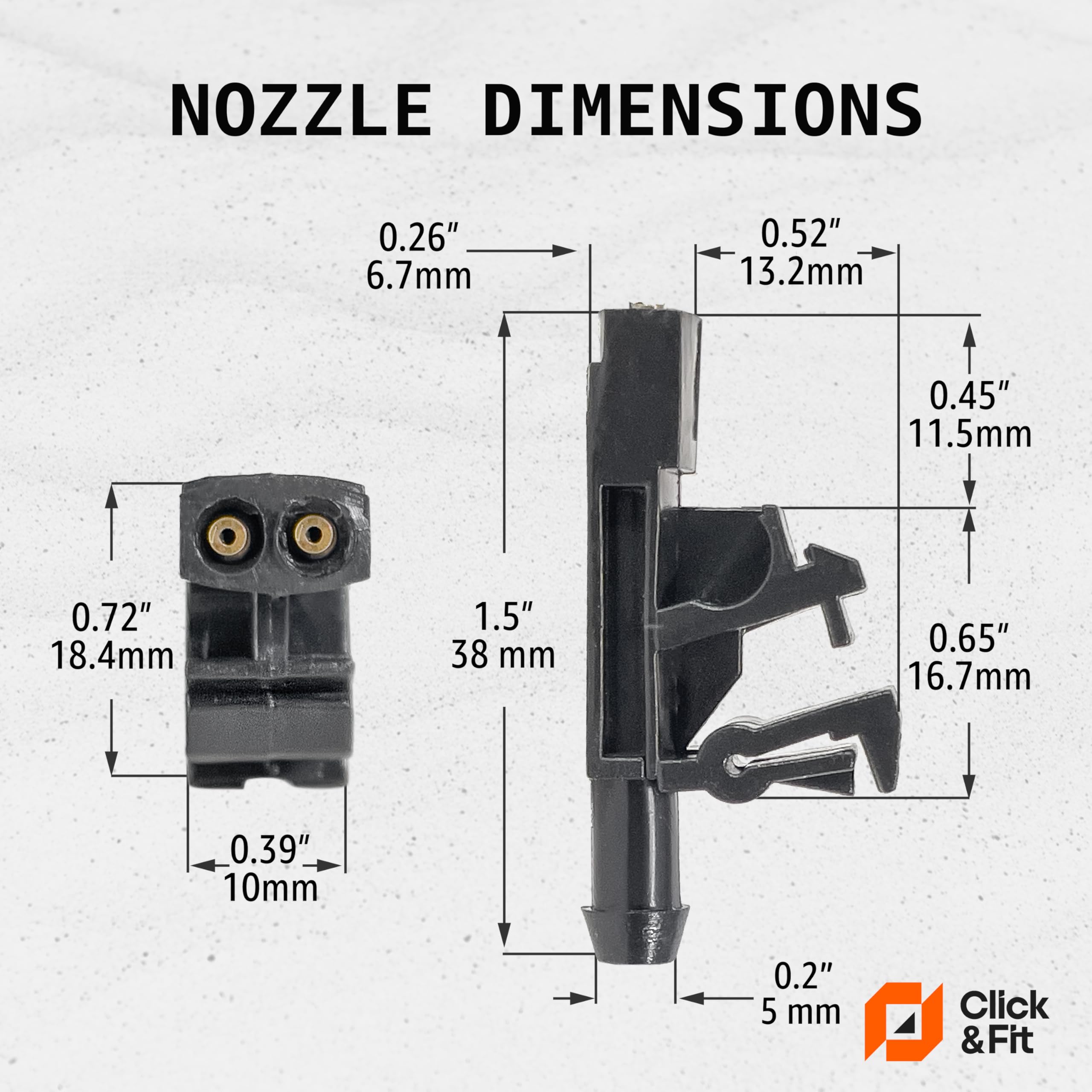 CLICKNFIT 2 sztuki dyszy do spryskiwaczy do spryskiwaczy do spryskiwaczy pasuje do Citroen Berlingo 1996-2016 / Peugeot Parner 1996-2016 6438A0 96084939