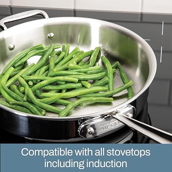 All-Clad D5 Stainless Steel Core 14 Inch Frying Pan Covered - Made in the USA - The Upgrade for Supremely Even Heat- Oven Safe & Induction Compatible Cookware