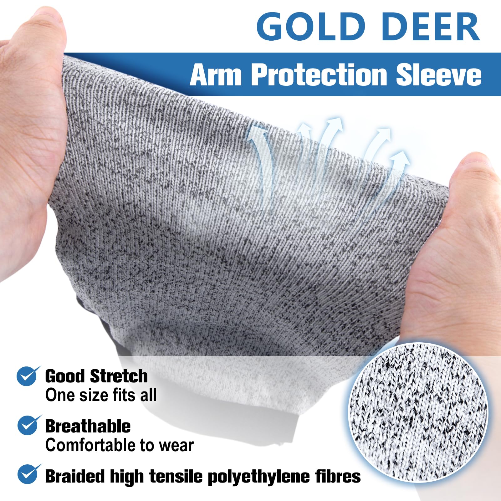 GOLD DEER 18Inch Level 5 Cut Resistant Sleeves with Thumb Hole Protective Arm Sleeves for Men and Women High Risk Arm Protection Sleeves for Thin Skin Arm Protection Sleeve Farmer Gardening - Image 2