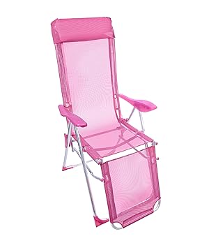 HERSIG - Silla Tumbona Plegable - Sillones Jardin Exterior - Sillas Tumbonas - Tumbonas Jardin con Reposapies - Exterior Terraza, Camping, Piscina - Ligera y Resistente - Rosa