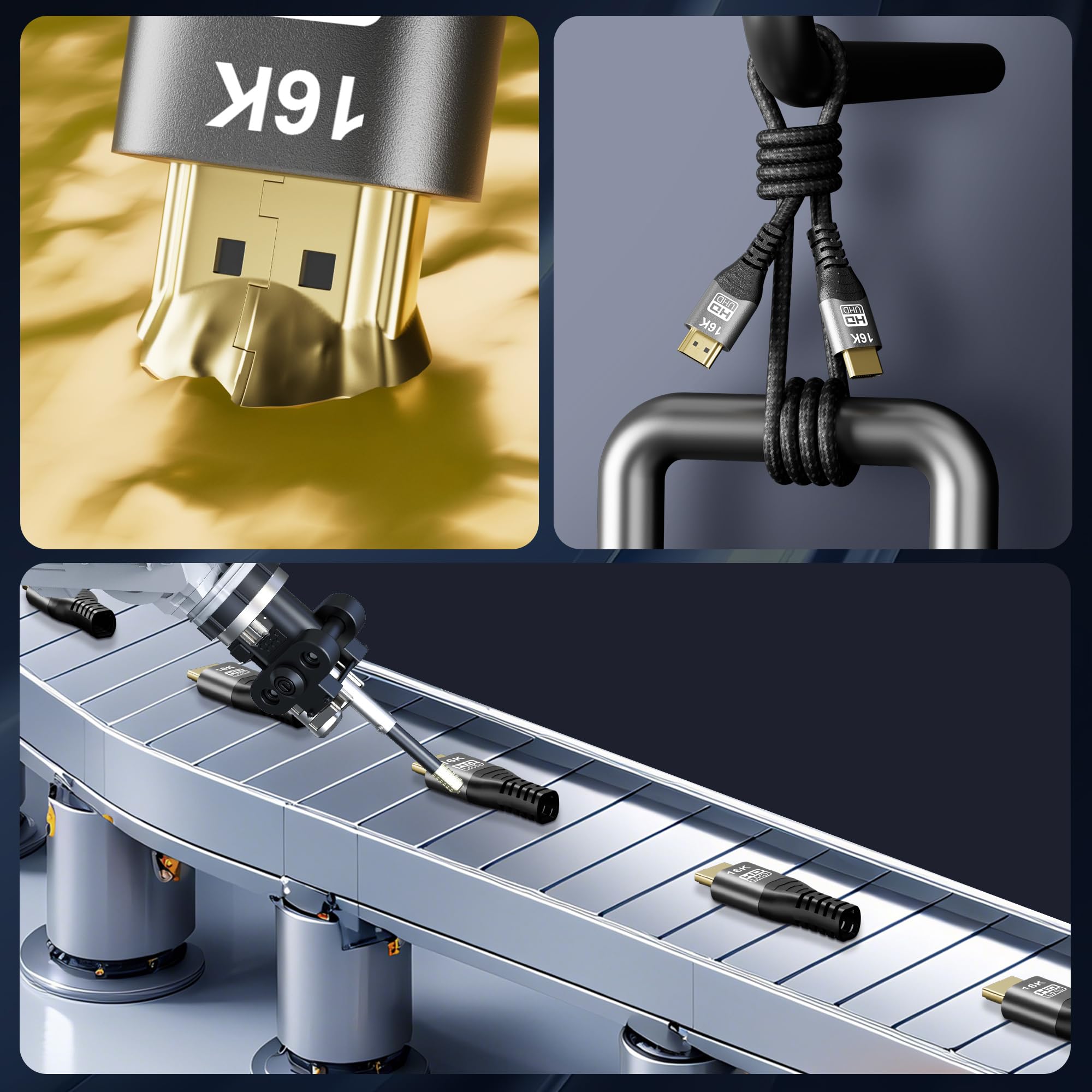 CAKOBLE Cavo HDMI 2.2 2 metri,16K 96Gbps Ultra High Speed,Per cavo hdmi 2.116K@60Hz, 8K@240Hz, 4K@480Hz, eARC, HDR10+, Dolby Atmos/Vision, HDCP 2.3,Per PS5, Xbox, Soundbar, Fire TV, Laptop, HDTV