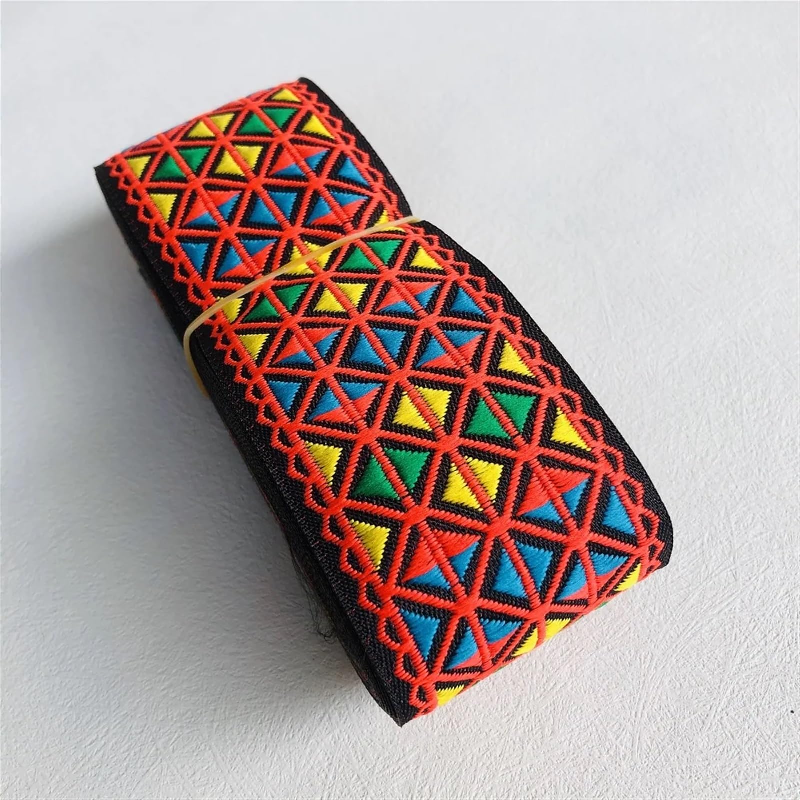 Cinta Bordada, Cinta de poliéster roja Tejida en Jacquard 10 Yardas/5 cm Ancho