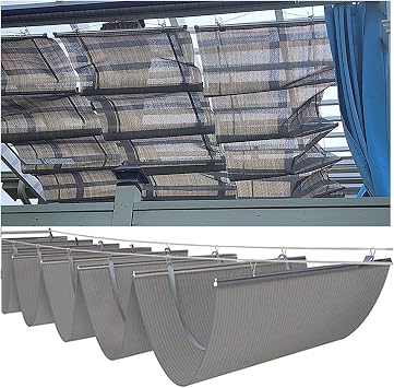 Retractable Wave Sunshade Net | UV Protection | High-Density Polyethylene | Tear-Resistant | Breathable | Customizable Size | Gray DefaultW1.8*L4m/W5.90*L13.12ft