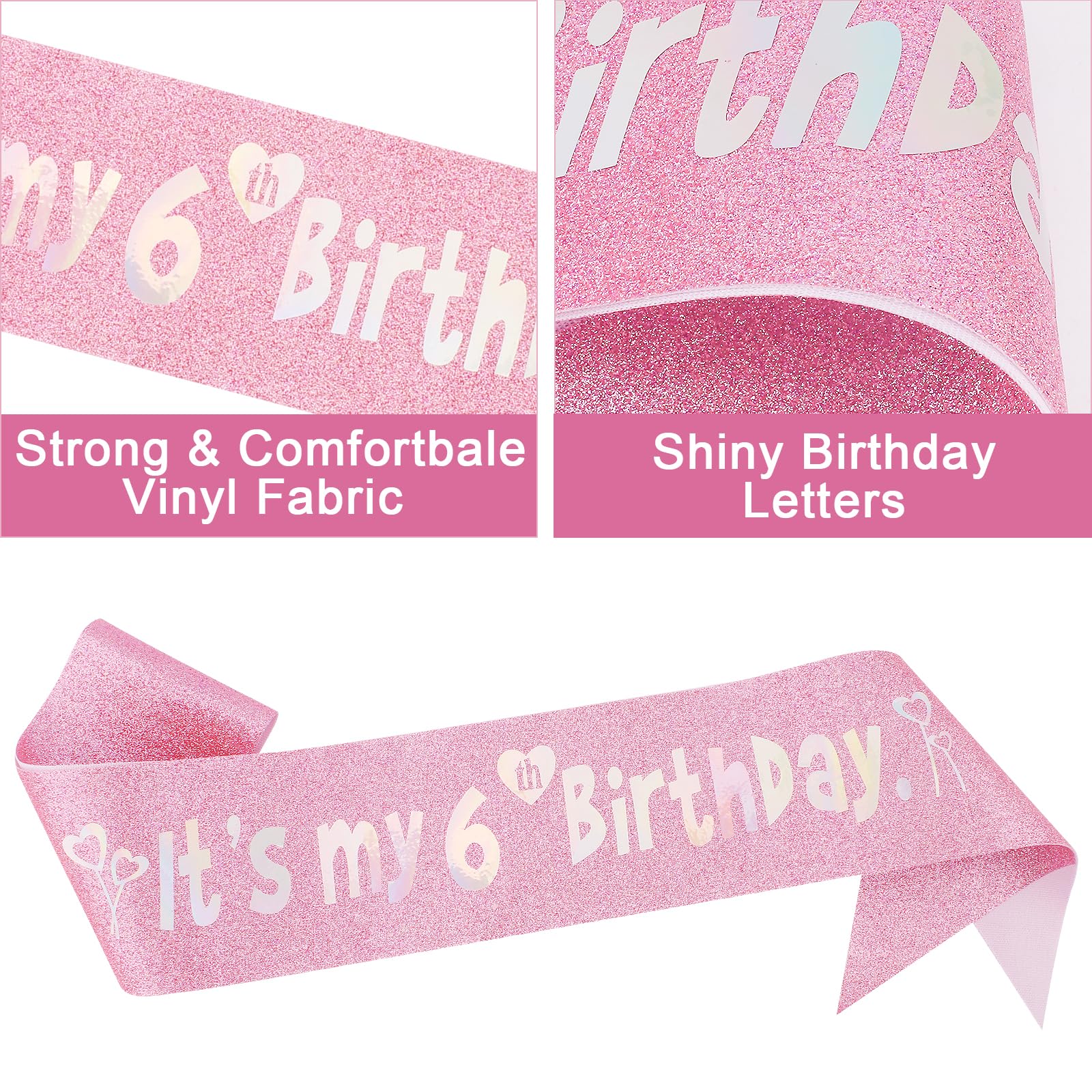 Canitor Birthday Decorations for Girls - Crown Tiara Sash Set and Headband Gift