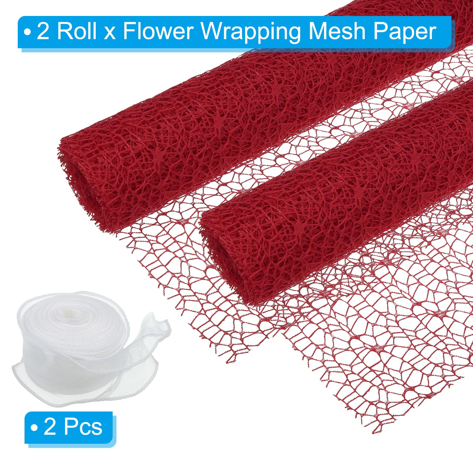 PATIKIL 2 Rotoli Fiore Rivestimento Maglia Carta 15ft Floreale Rosso