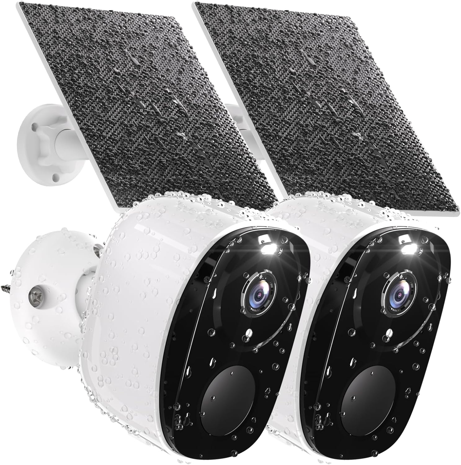 2pc Solar Security Cameras Wireless Outdoor, 2K Battery Powered Cameras for Home Security, WiFi Camera with Solar Panel, Color Night Vision, AI Motion Detection, Spotlight, 2 Way Audio, IP65, SD/Cloud