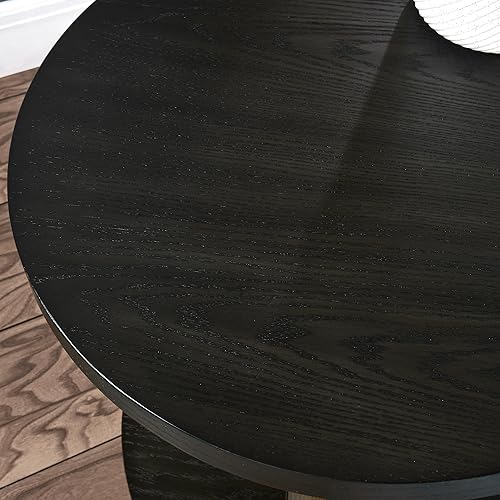 Miniatura 14 de MODERION Mesa auxiliar con estante de almacenamiento, mesa auxiliar de sofá industrial, mesa de teléfono redonda de 2 niveles, 23.6 pulgadas de