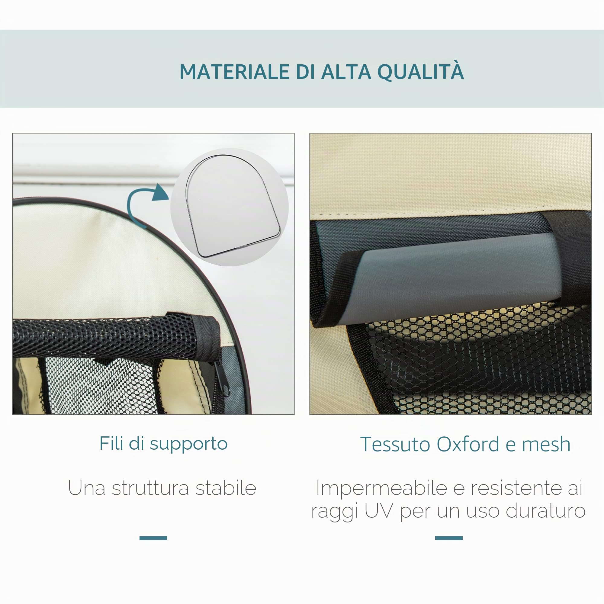 PawHut Trasportino per Animali Domestici Pieghevole in Oxford con Cuscino Rimovibile Lavabile e Borsa per Trasporto, Grigio Scuro