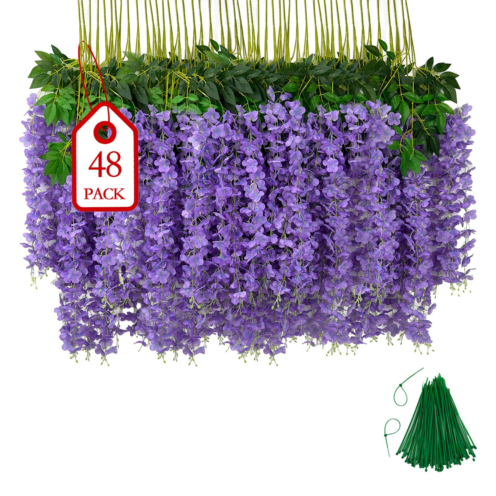 BIRDDIE Künstliche Glyzinien Hängende Blumen Kunstblumen Hängend Wie Echt Künstlich Hängeblumen für Outdoor Draußen Balkon Garten Hochzeit