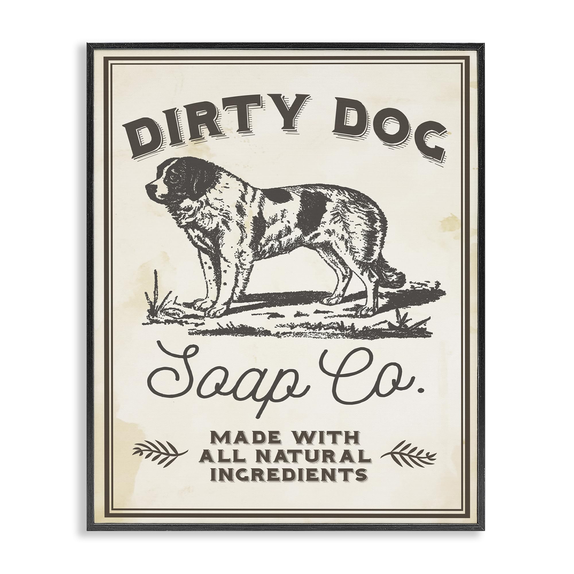 Dirty Dog Soap Vintage Sign, 24 x 30 Inch Framed Giclée Print
