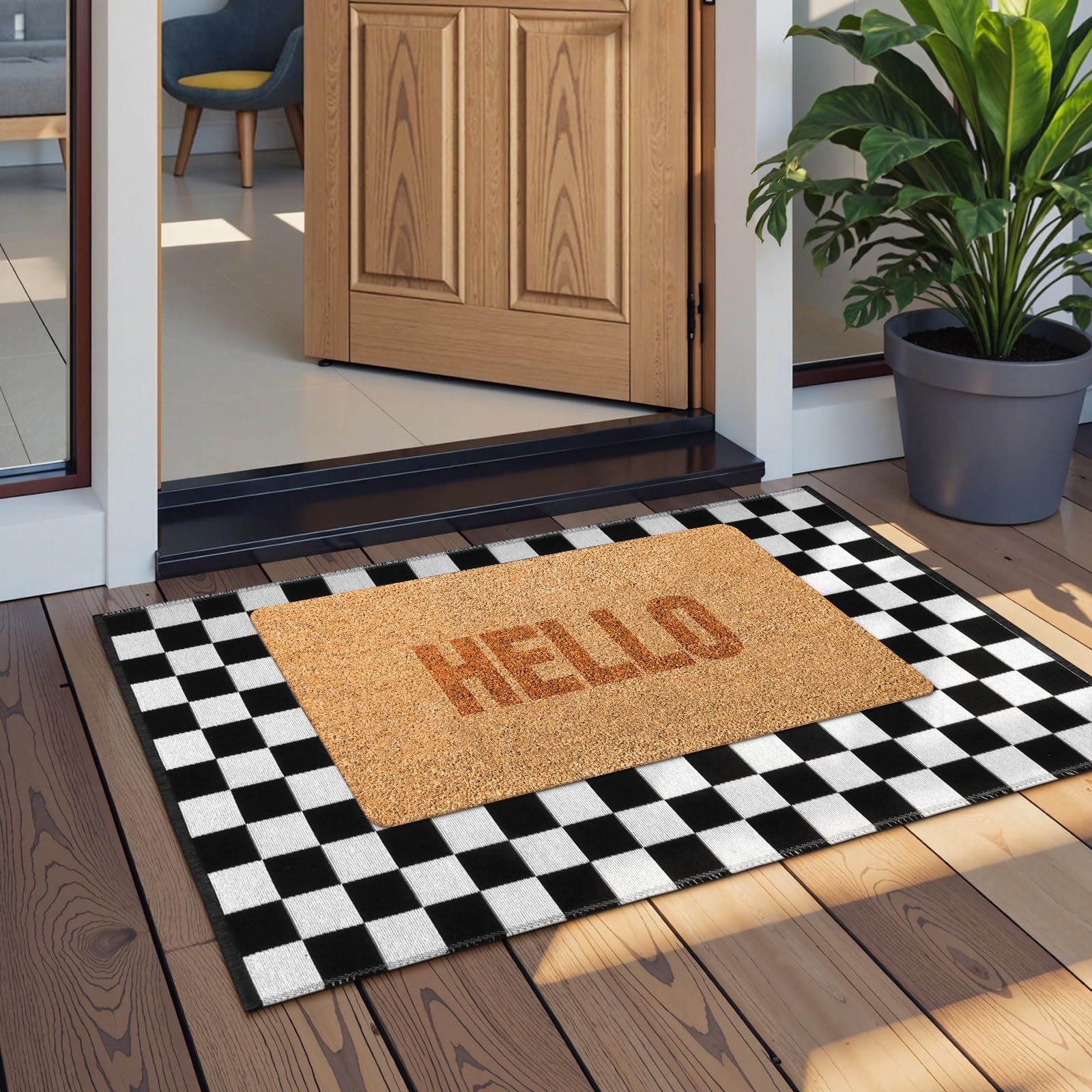 Amazon.com: Seavish Checkered Rug, 2x3 Ft Black and White Moroccan