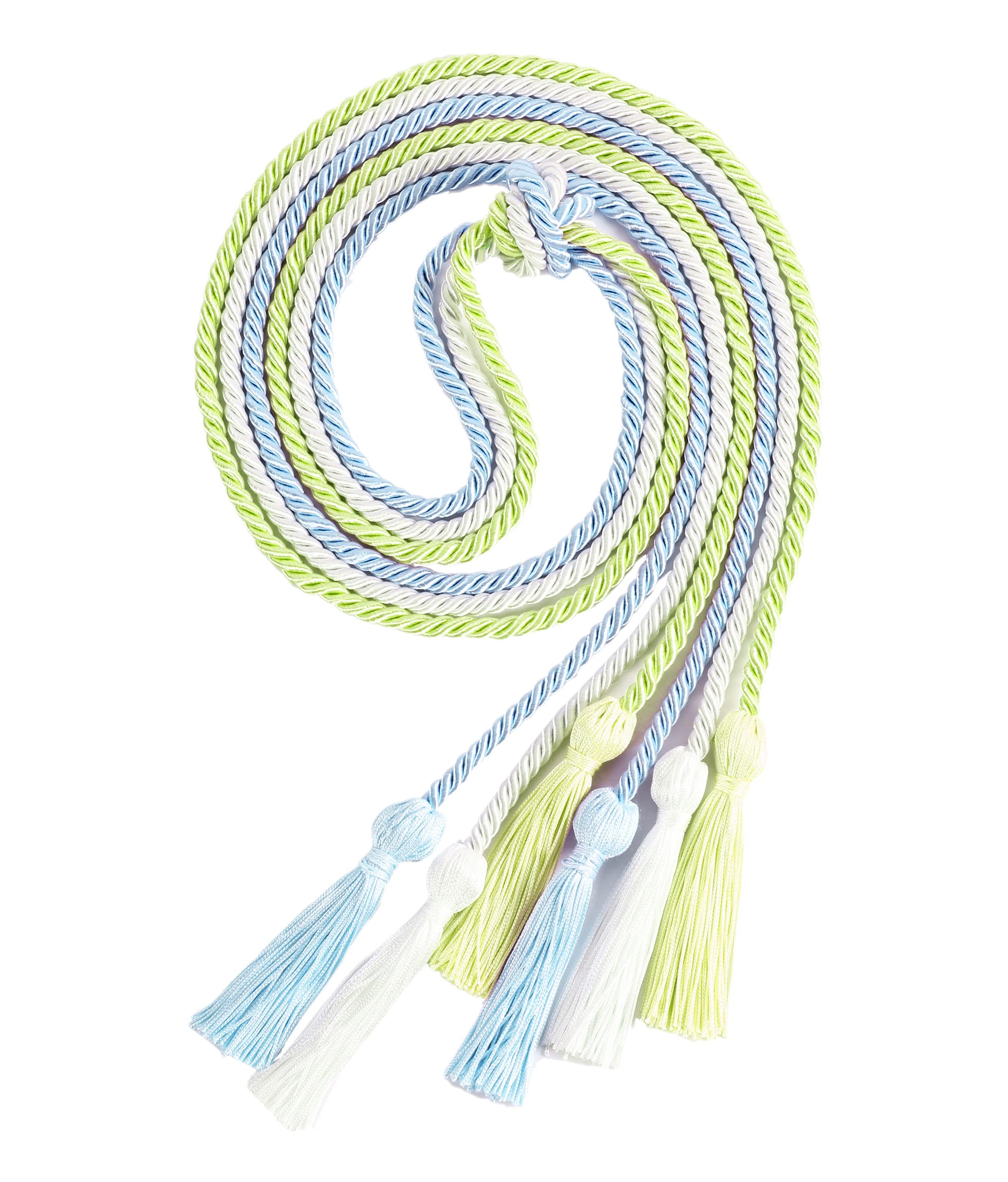UIALECG 3Pcs Graduation Honor Cords, Rayon Braided Honor Cords for Grad Days and Graduates Photography,Sky Blue+White+Emerald Green,68" Long
