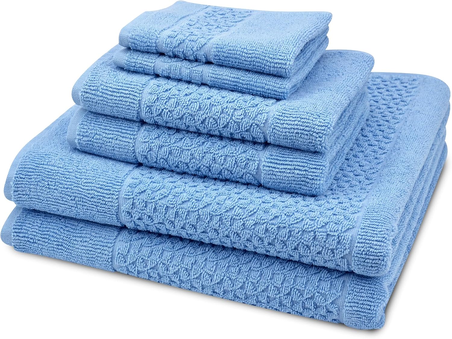 Classic Turkish Towels CTT - Luxury 6 Piece Towel Set, 100% Turkish Cotton, Quick Drying, Highly Absorbent & Comfy, Includes 2 Bath Towels, 2 Hand Towels & 2 Washcloths | (Blue)