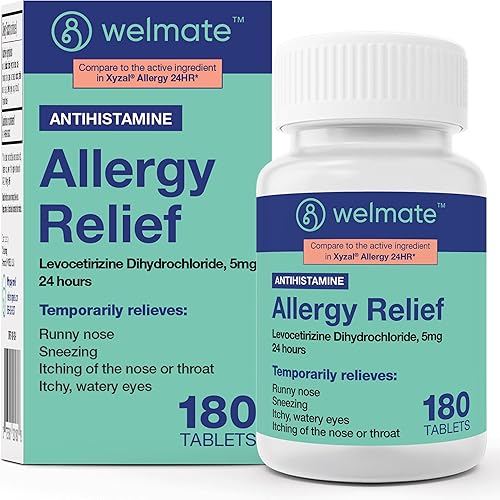 WELMATE - Dihidrocloruro de levocetirizina 5 mg (180 ct) - Medicina contra la alergia sin somnolencia - 24 horas - Antihistamínico - Píldoras