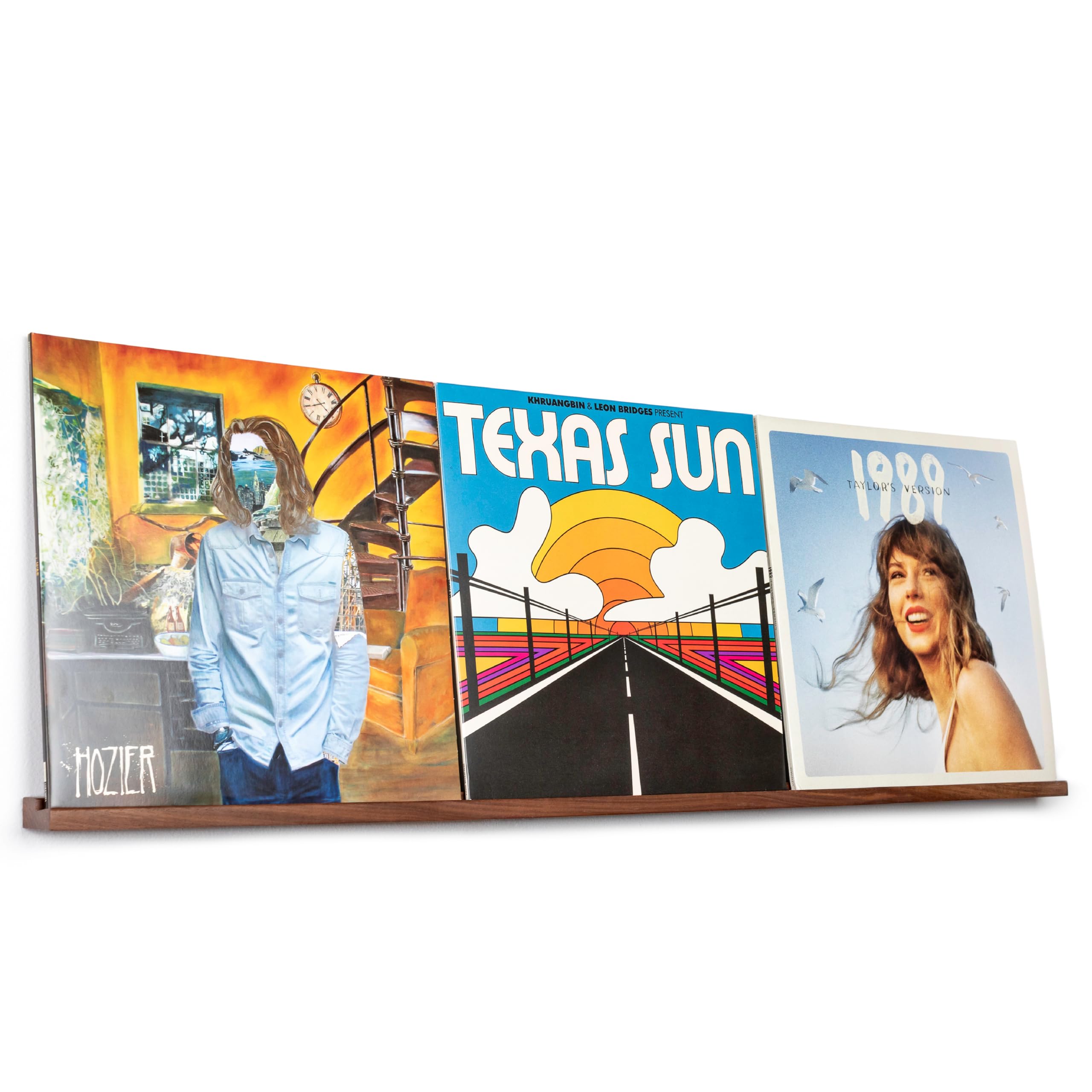MÖNKE Vinyl Record Shelf - A 3-Feet Long Display Shelf Made of Solid Walnut - A Wall Mount for Your Favorite Records -This Vinyl Record Holder Fits