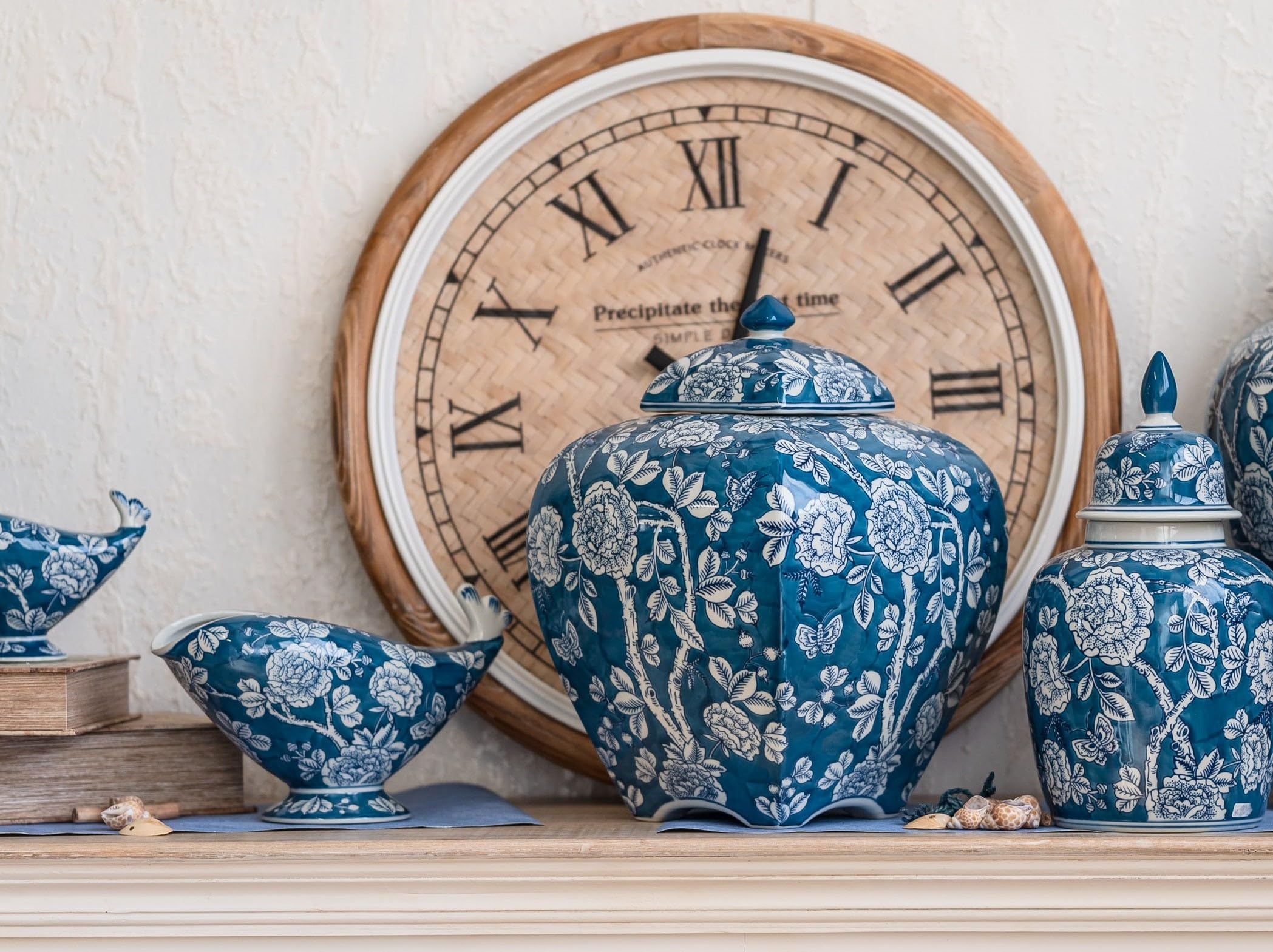 Keyhomestore | Orologio da Parete in Vimini con Cornice in Legno Ø 60 cm
