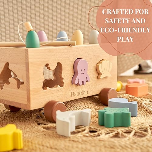 Miniatura 4 de Babelon Montessori - Juguetes clasificadores de formas de madera para niños pequeños, juego de pesca, juguete educativo y de aprendizaje preescolar,