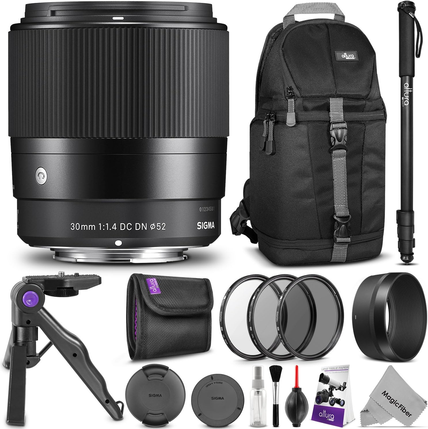 Sigma 30mm F1.4 Contemporary DC DN Lens for Micro 4/3 Mount Cameras w/ Advanced Photo and Travel Bundle