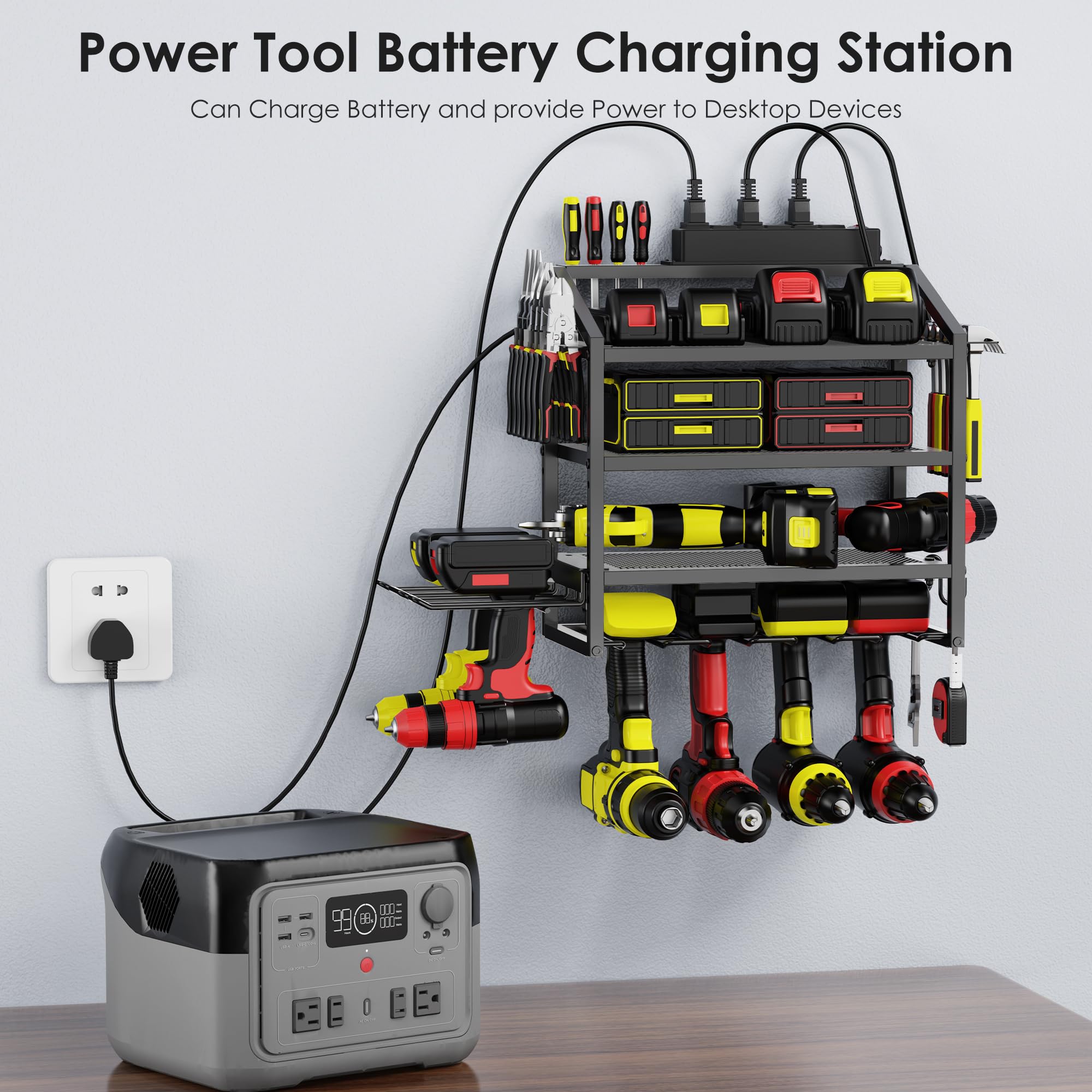 Support De Rangement Pour Perceuse électrique, Support Mural Sans Fil, Organiseur D'outils électriques Robuste Pour Garage Et Atelier