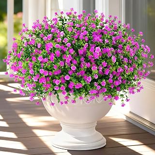 Yastouay Artificial Flowers for Outdoors UV Resistant, 34 Bundles Fuchsia Realistic Fake Outdoor Flowers Fake Plants, Faux Flowers for Outdoor Planters Front Porch Garden Window Box Farmhouse Decor