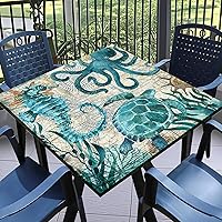 Vista 53 de Round Fitted Tablecloth with Elastic Outdoor Table Cover Round Elastic Tablecloths for Tables Waterproof Wipeable Table Cloths for