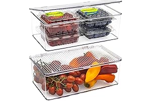 Sorbus 2-Pack Clear Plastic Pantry Storage Organizers with Lids for Cabinets, Closets, Office, and Bathroom