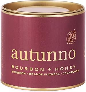 Via Mercato 170 gram Autunno Scented Candle, Soy Blend, Long Burn Time, Bourbon & Honey