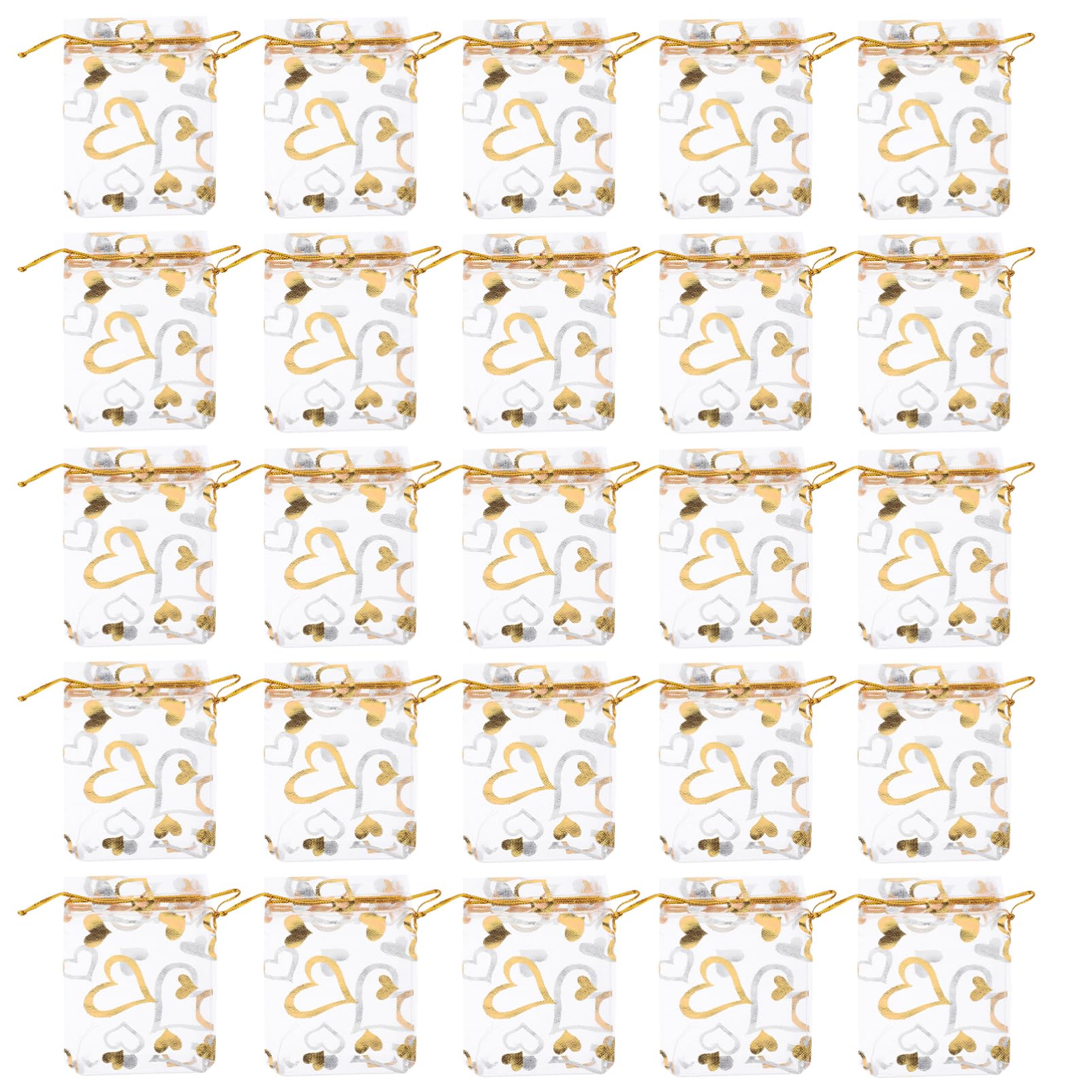 JECOMPRIS 300pezzi Sacchetti Organza Trasparenti Con Cordino Per Matrimonio e Compleanni Perfetti Per Gioielli e Dolciumi Eleganti e Pratici Per Ogni Occasione