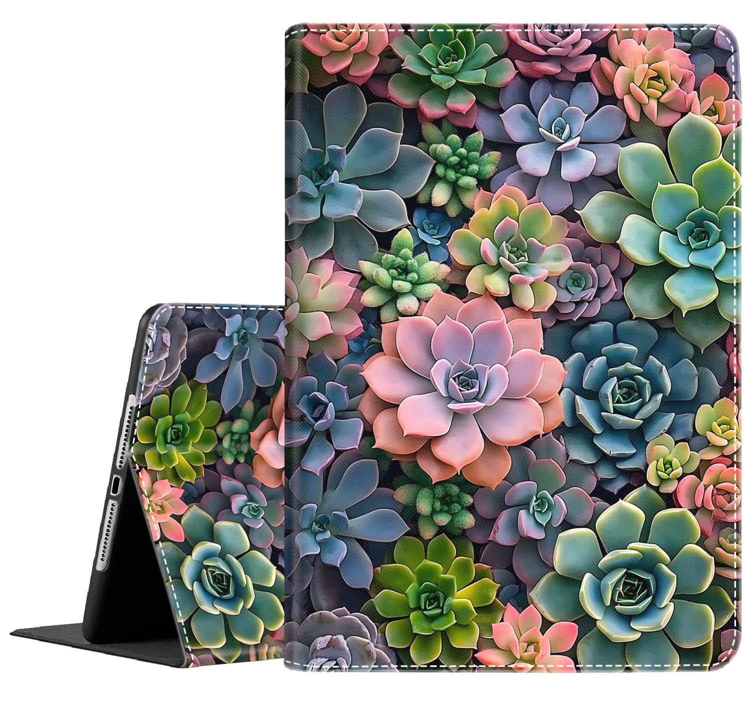 Case for iPad Pro 11 Inch 4th/3rd/2nd/1st Generation 2022/2021/2020/2018, Multi-Angle Smart Stand Cover Auto Sleep/Wake Fit iPad Air 4/5, Succulents