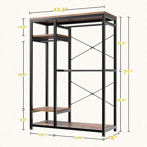 Miniatura 7 de Raybee Free Standing Closet Organizer Heavy Duty Clothing Rack with Shelves Freestanding Closet Clothes Rack Garment Rack for Hanging Clothes Metal