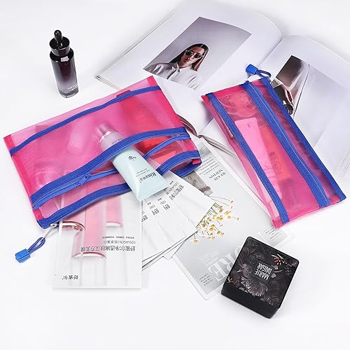 Miniatura 6 de Sinzip 12 Piezas Bolsa de Malla de Nailon con Cremallera, Bolsas de Malla para Cosméticos Bolsas de Maquillaje Estuche de Lápices, Bolsas de Viaje
