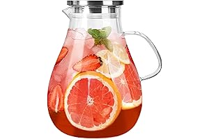 Glass Tea Pitcher with Lid: 1 Gallon Glass Water Pitcher, Hot/Cold Water Jug