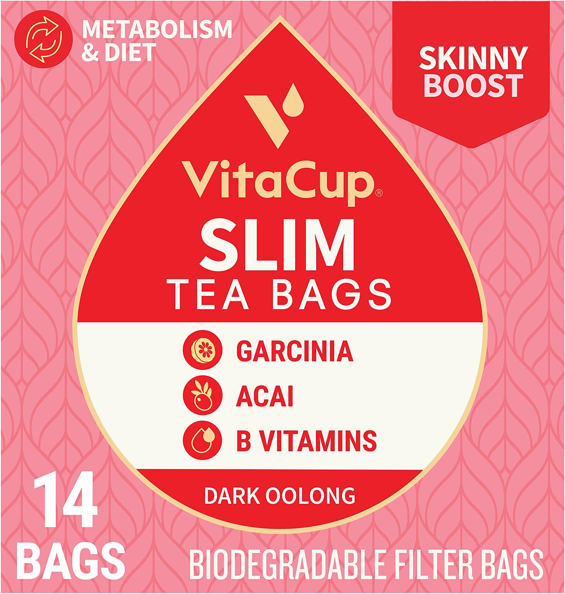 VitaCup Slim Tea Bags, Oolong Tea, in a Single Serve Tea Sachet Bag, 14 CT