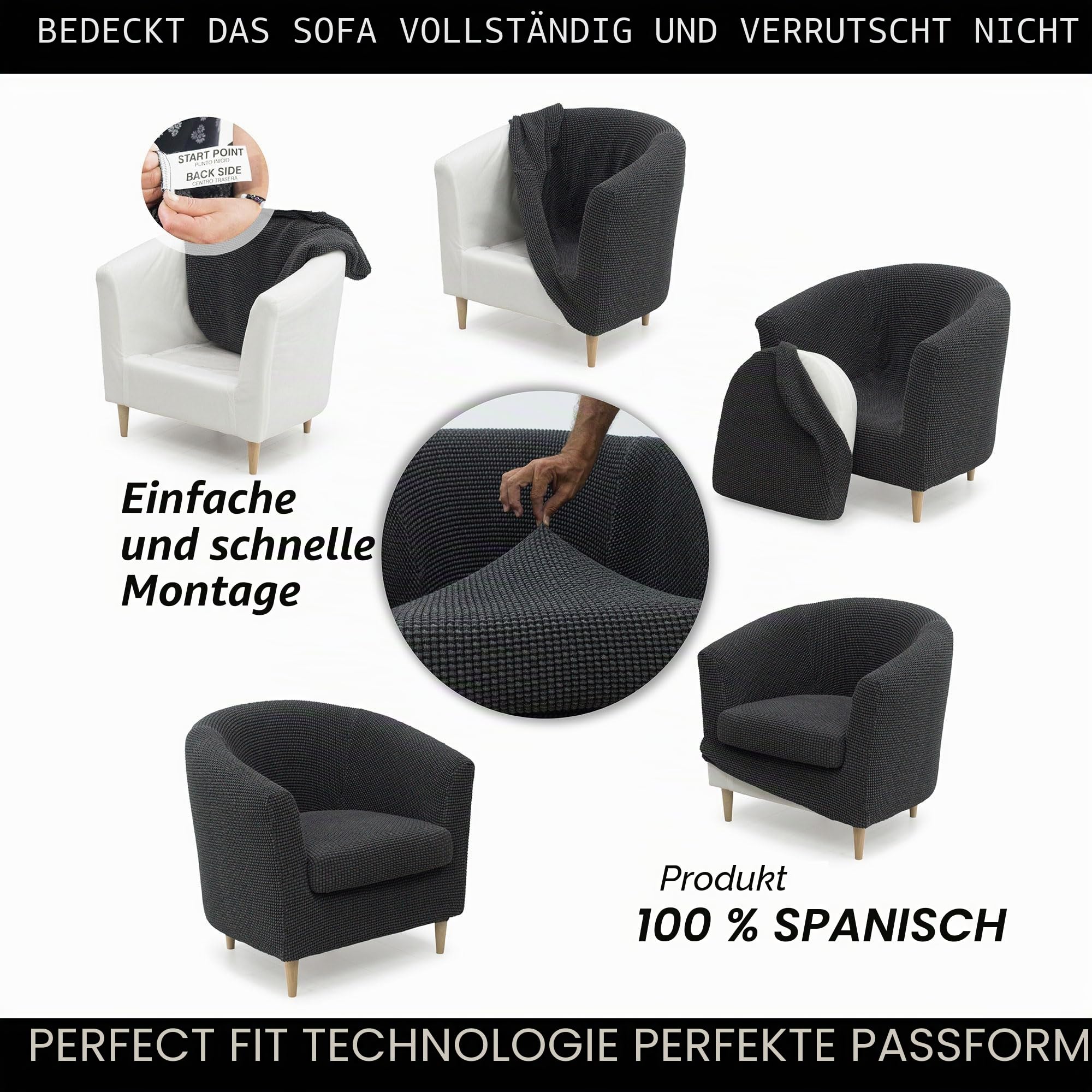 FAVERTI Super elastischer Club-Sesselbezug mit Sitzbezug, kompatibel mit den Sesseln von IKEA TULLSTA und Bakla, Modell Nove, Beige, hochwertiger Jacquard-Stoff, Baumwollgefühl!