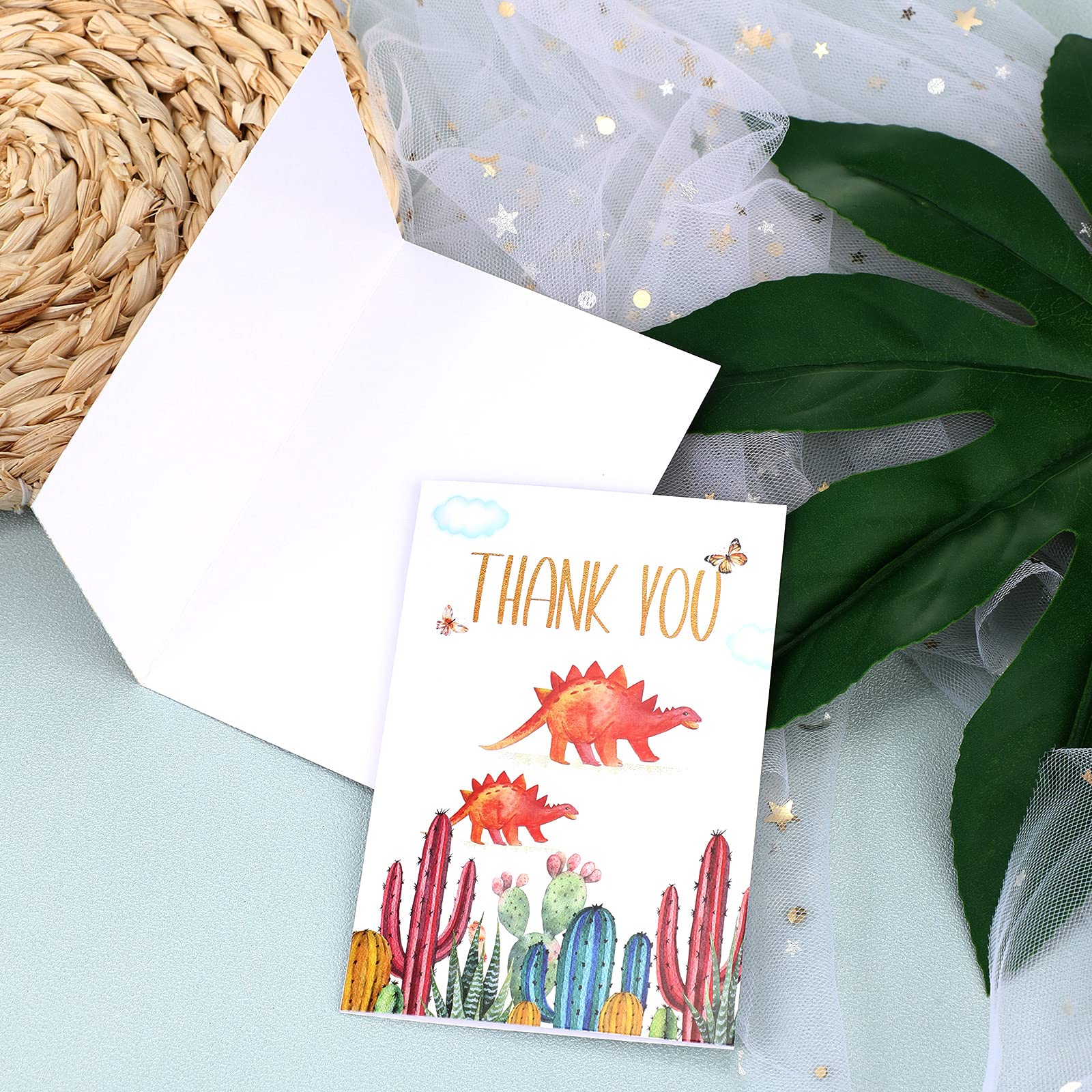 72 Dinosaurier-Dankeskarten Mit Umschlägen – Aquarell-Design, Blanko, Für Babyparty & Kindergeburtstag