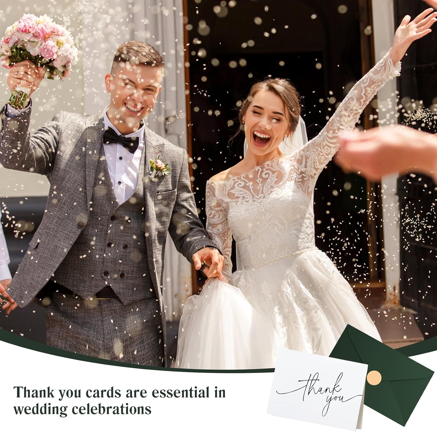 Goefun 144 Thank You Cards with Envelopes Bulk Pack 4×6 Green Blank Thank You Notes, Elegant Designs for Wedding, Baby Shower, Bridal Shower, Small Business, Graduation and Funeral - Image 6