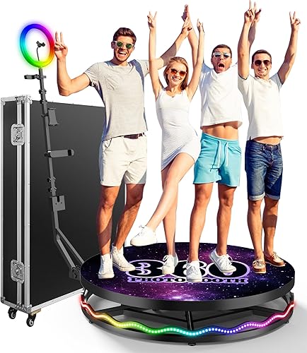 Máquina de cabina de fotos 360 para fiestas con anillo sin luz personalizada Logo Stand en control remoto Cámara lenta automática 360 Spin Photo disponible en Yaxa Peru