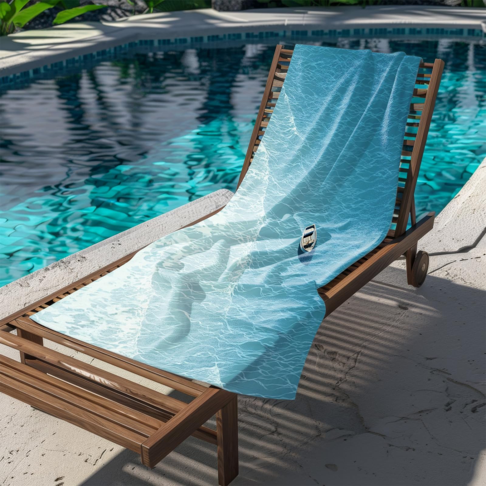 Générique Serviette de Plage XXL Lac Bleu Ciel | Grande Taille Serviette de Plage et Douche Avec Elastique Microfibre Absorbante et Légère Sport Séchage Rapide