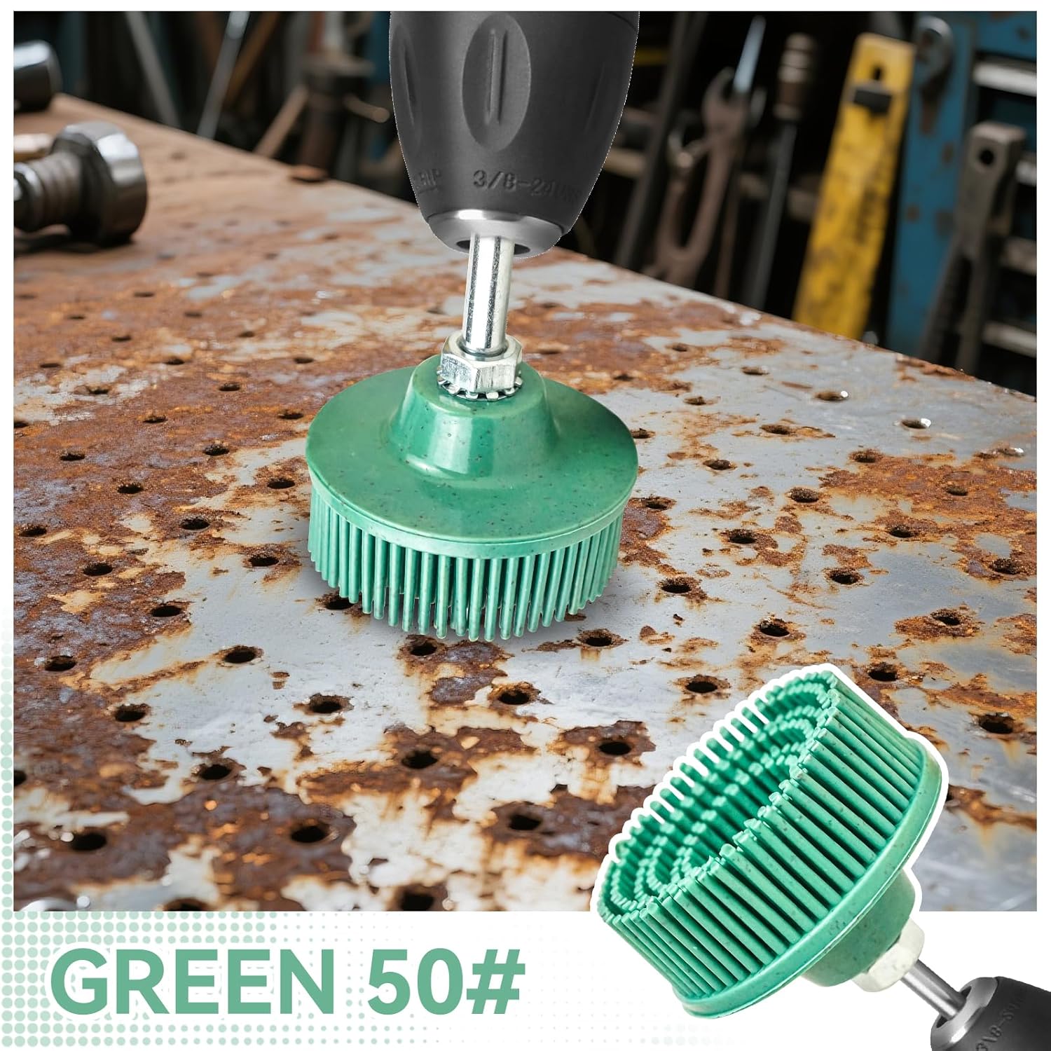 6Pack 2Inch Bristle Disc Grit, 50# 80# 120# with 1/4" Shank Attachment Abrasive Coating Removal Disc for Metal