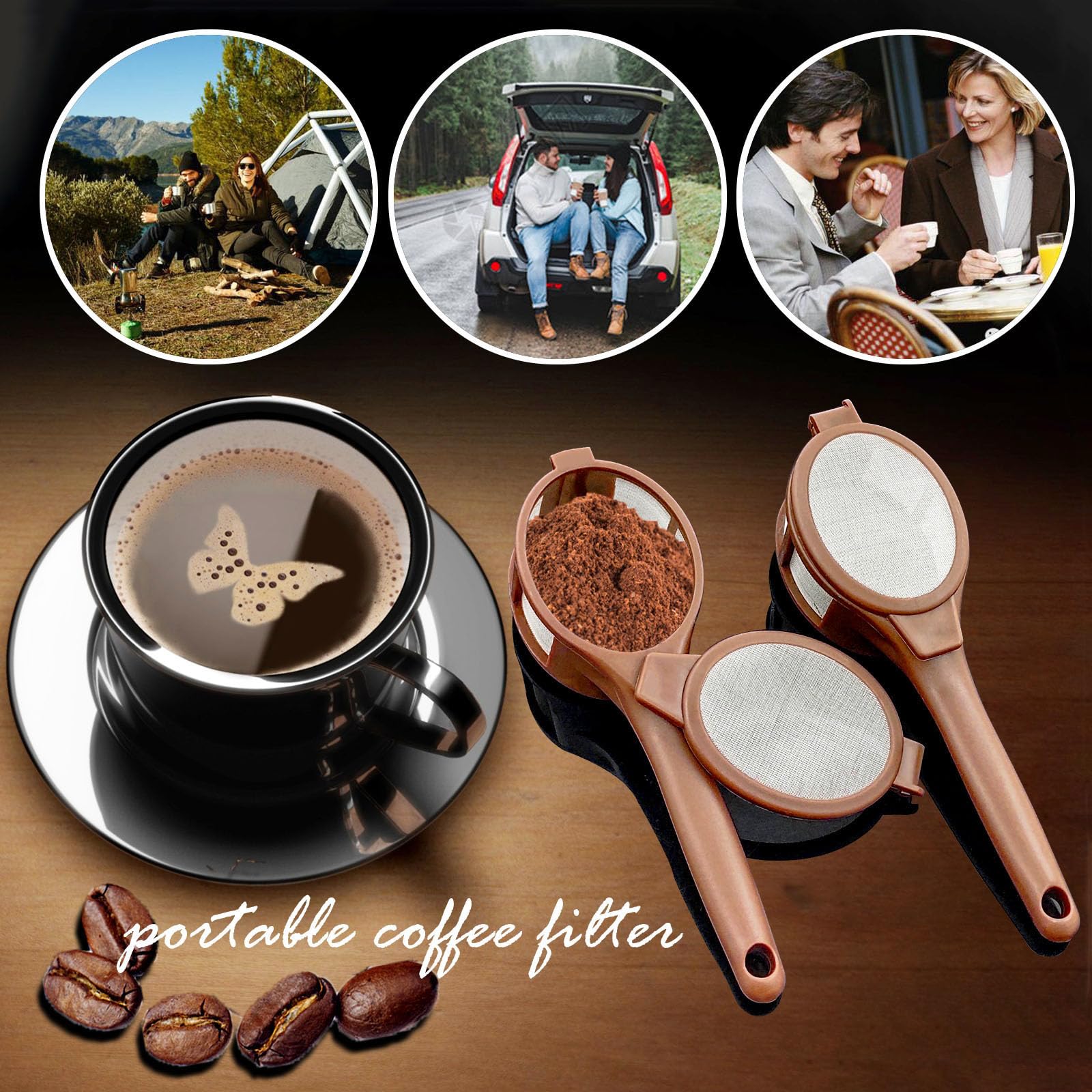 Reusable Coffee Tea Filter Dripper Strainer Strainers Cup Pot Infusers for Loose Tea 2 Pack, Brown, M - Image 3