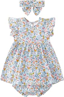 Baby Toddler Girl Dress with Bloomer Short and Long Sleeve Playwear Dress with Diaper Cover - Buy now