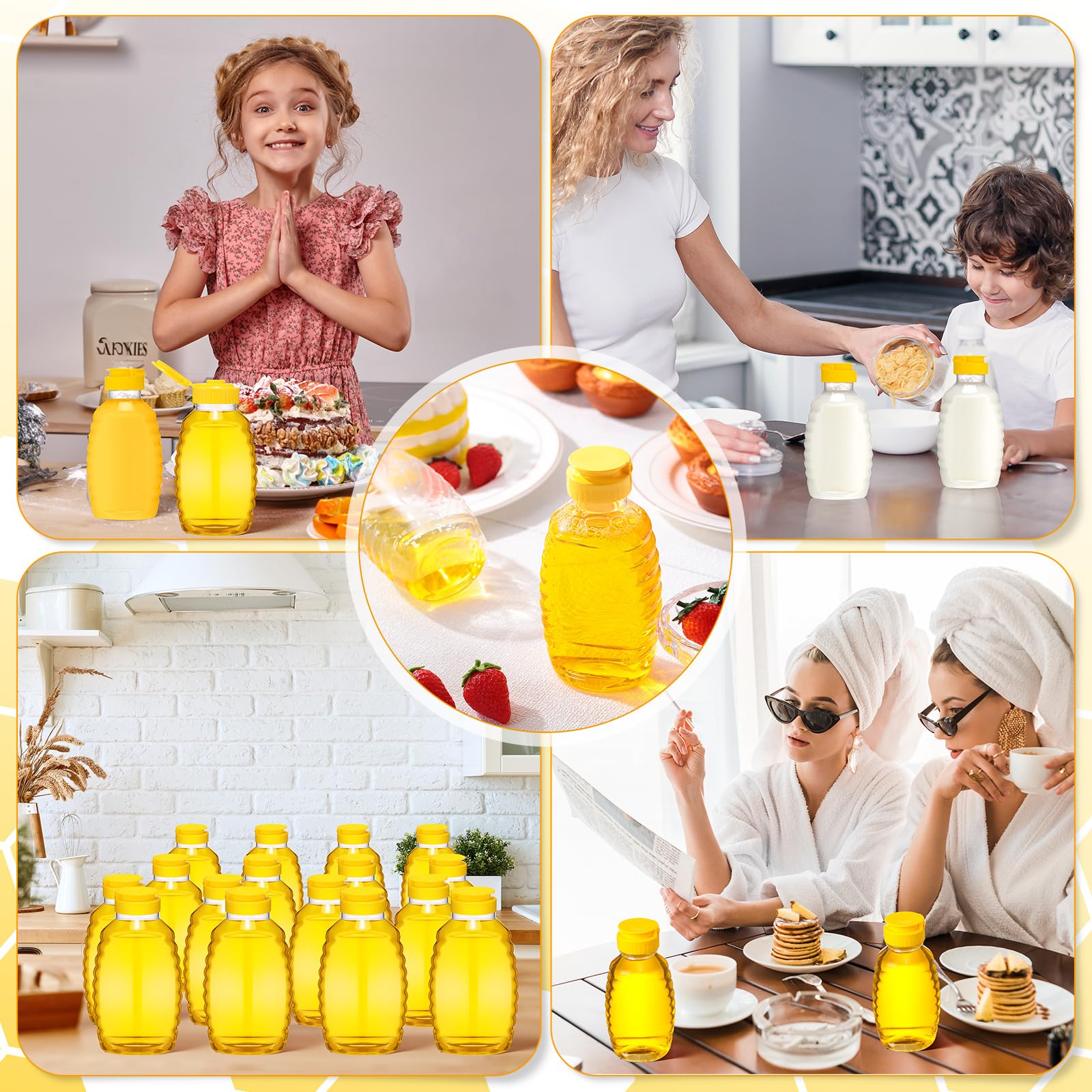 Tioncy 120 Pcs 8oz Plastic Honey Squeeze Bottles Bulk Honey Dispenser Squeeze Containers With Flip Lid Clear Empty Jar For Easy Storing And Dispensing