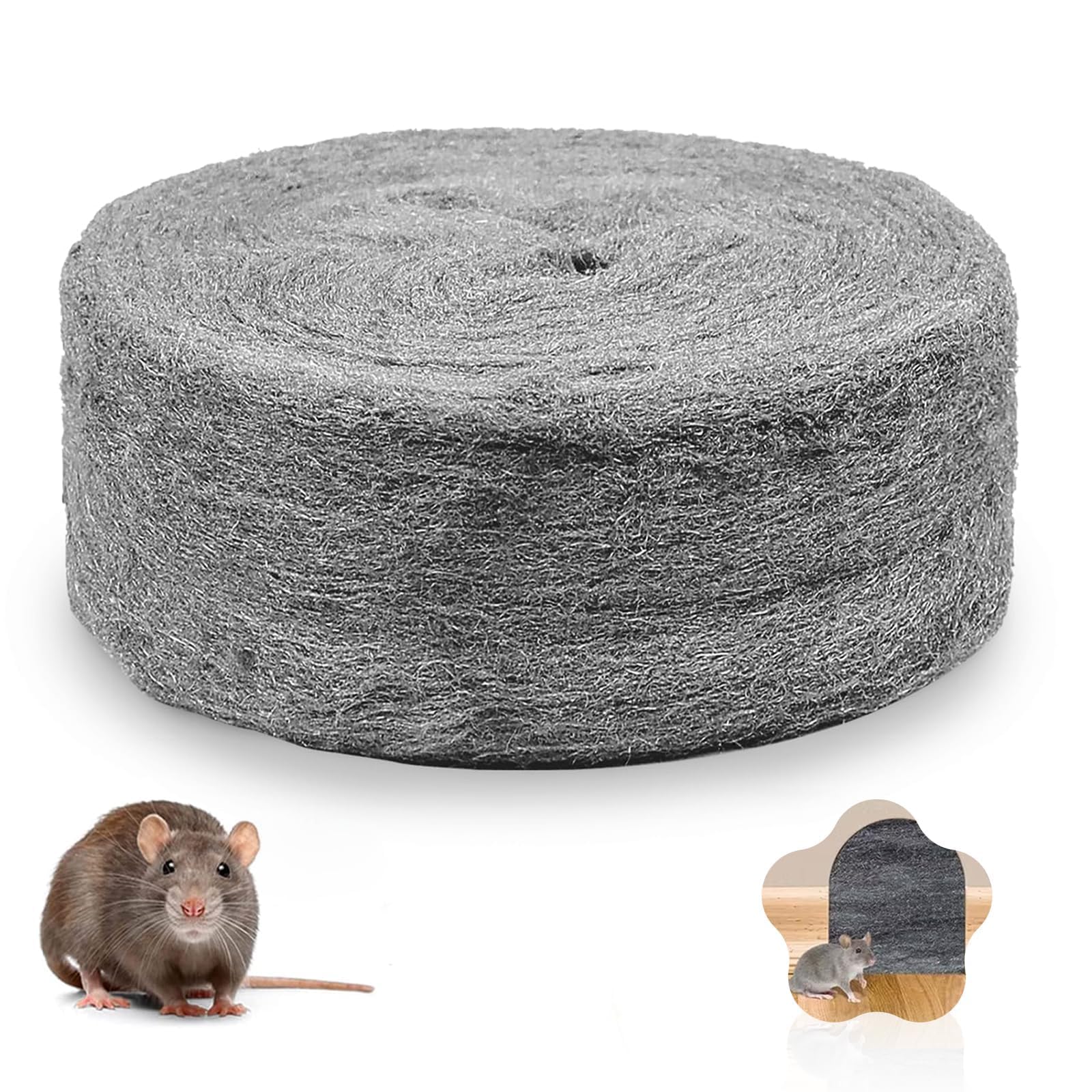 20 M Stahlwolle 0000 Gegen Mäuse und Ratten, Stahlwolle Fein für Löcher und Wand Risse von Haus, Lüftungsgitter Garage - Mit Handschuhen