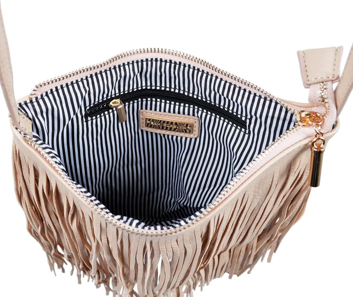 Premium Textured PU Leather Layered Fringe Tassel Crossbody Shoulder Bag